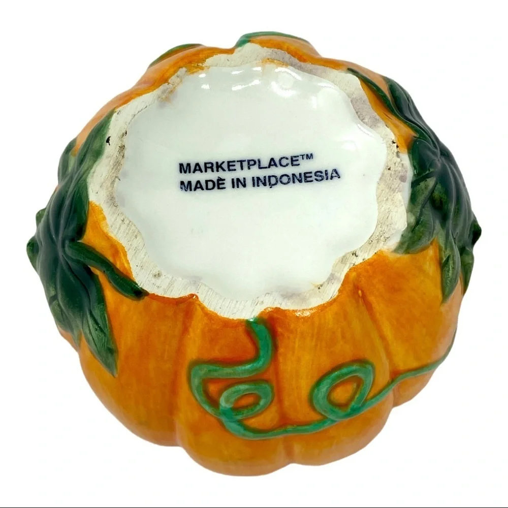 Two Small Ceramic Pumpkin Bowls 5”x3”